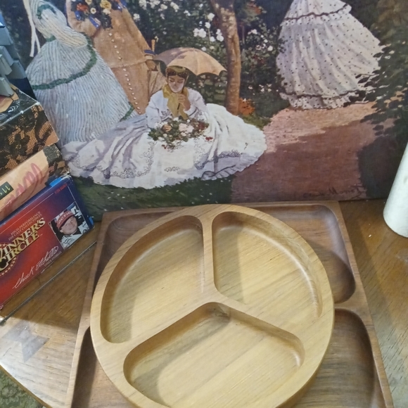 🏯🐬Vintage Dolphin Teak Bowl🗻🎉and 🍛FiestaCraft Divided Serve Bowls.🍔🍱 - Picture 7 of 14